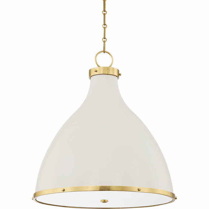 Hudson Valley MDS362-AGB/OW Painted No. 3 Modern Aged Brass / Off White 22.5" Pendant Lighting