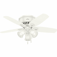 Hunter 51090 Builder Low Profile Snow White / Light Oak 42" Ceiling Fan