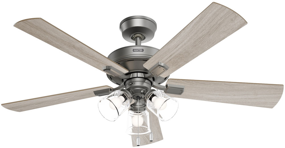 Hunter 52534 Crestfield Hunter Express Matte Silver LED Ceiling Fan HUN52534