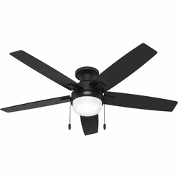 Hunter 52836 Anisten Contemporary Matte Black 52" Home Ceiling Fan