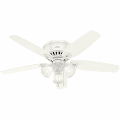 Hunter 53326 Builder Low Profile Snow White / Light Oak 52" Indoor Ceiling Fan