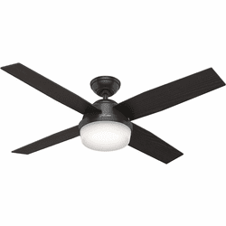 Hunter 59251 Dempsey Damp Contemporary Matte Black / Dark Walnut LED Interior / Exterior 52" Home Ceiling Fan