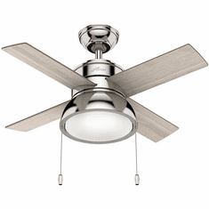 Hunter 59386 Loki Modern Polished Nickel LED 36" Ceiling Fan