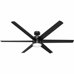 Hunter 59628 Solaria Modern Matte Black LED Exterior 72" Home Ceiling Fan