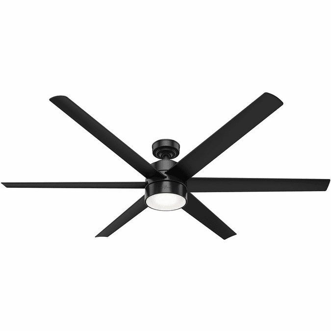 Hunter 59628 Solaria Modern Matte Black LED Exterior 72" Home Ceiling Fan