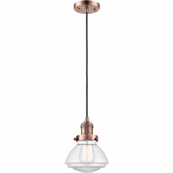 Innovations 201C-AC-G322 Franklin Restoration Olean Antique Copper LED Mini Pendant Lighting Fixture