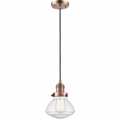 Innovations 201C-AC-G324 Franklin Restoration Olean Antique Copper LED Mini Hanging Lamp