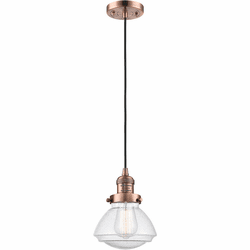 Innovations 201C-AC-G324 Franklin Restoration Olean Antique Copper LED Mini Hanging Lamp