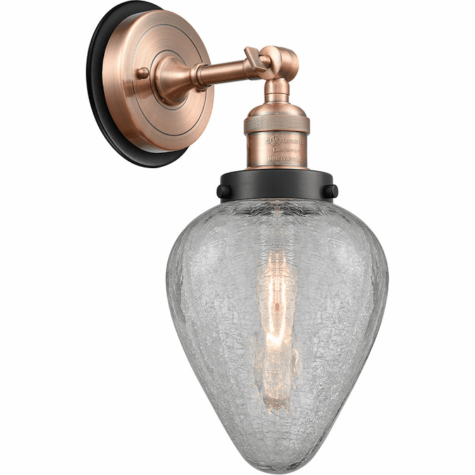 Innovations 203AC-BPBK-HRBK-G165 Franklin Restoration Geneseo Antique Copper Clear Crackle Geneseo Wall Light Sconce