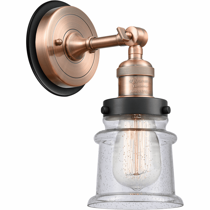 Innovations 203AC-BPBK-HRBK-G184S Franklin Restoration Canton Antique Copper Seedy Small Canton Sconce Lighting