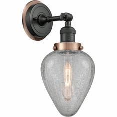 Innovations 203BK-BPAC-HRAC-G165 Franklin Restoration Geneseo Matte Black Clear Crackle Geneseo Lamp Sconce