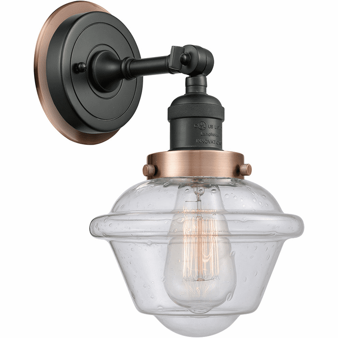Innovations 203BK-BPAC-HRAC-G534 Franklin Restoration Oxford Matte Black Seedy Small Oxford Wall Sconce Lighting