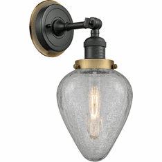 Innovations 203BK-BPBB-HRBB-G165 Franklin Restoration Geneseo Matte Black Clear Crackle Geneseo Light Sconce