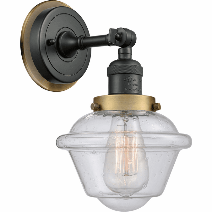 Innovations 203BK-BPBB-HRBB-G534 Franklin Restoration Oxford Matte Black Seedy Small Oxford Wall Lamp