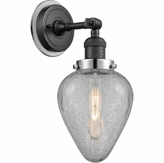 Innovations 203BK-BPPC-HRPC-G165 Franklin Restoration Geneseo Matte Black Clear Crackle Geneseo Wall Sconce