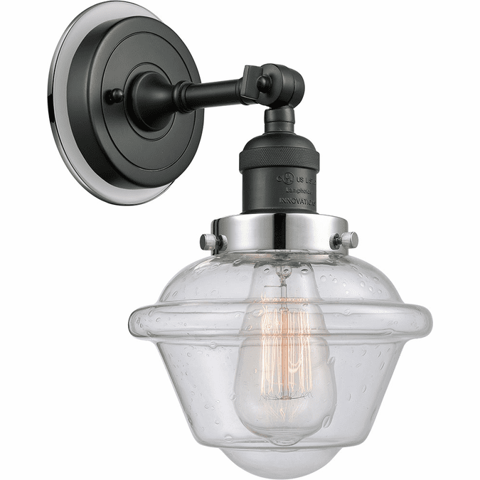 Innovations 203BK-BPPC-HRPC-G534 Franklin Restoration Oxford Matte Black Seedy Small Oxford Wall Mounted Lamp