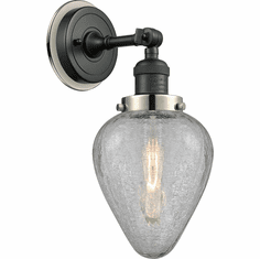 Innovations 203BK-BPPN-HRPN-G165 Franklin Restoration Geneseo Matte Black Clear Crackle Geneseo Lamp Sconce