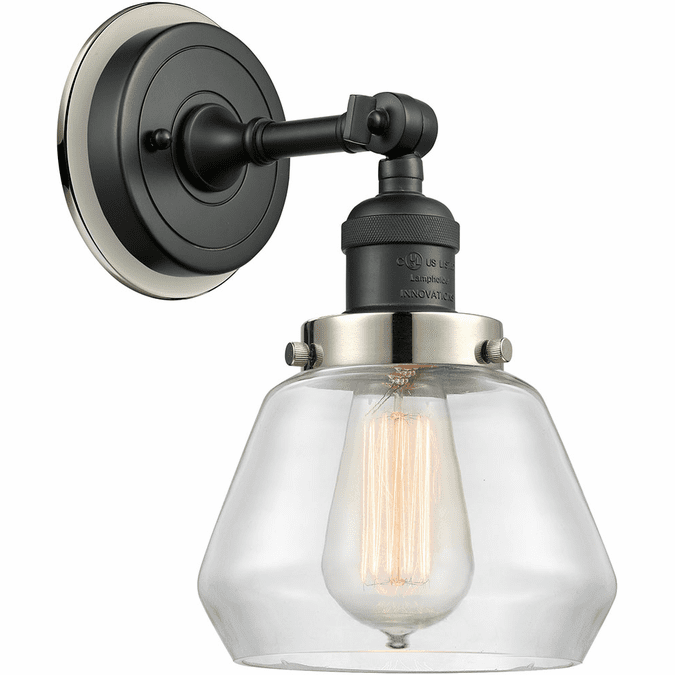 Innovations 203BK-BPPN-HRPN-G172 Franklin Restoration Fulton Matte Black Clear Fulton Wall Lighting