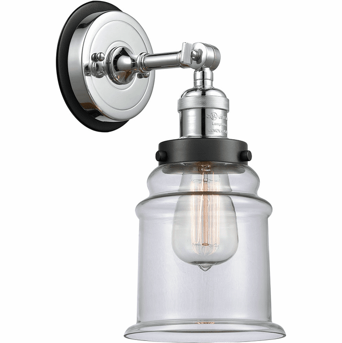 Innovations 203PC-BPBK-HRBK-G182 Franklin Restoration Canton Polished Chrome Clear Canton Wall Light Sconce