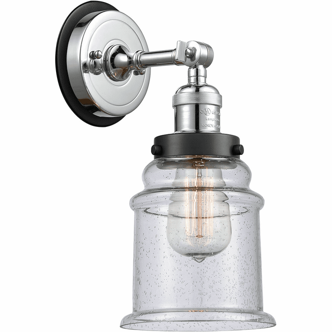 Innovations 203PC-BPBK-HRBK-G184 Franklin Restoration Canton Polished Chrome Seedy Canton Lamp Sconce
