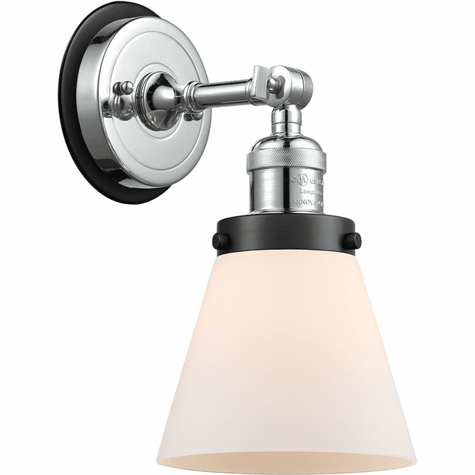 Innovations 203PC-BPBK-HRBK-G61 Franklin Restoration Cone Polished Chrome Matte White Cased Small Cone Wall Sconce Light