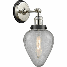 Innovations 203PN-BPBK-HRBK-G165 Franklin Restoration Geneseo Polished Nickel Clear Crackle Geneseo Wall Sconce Lighting