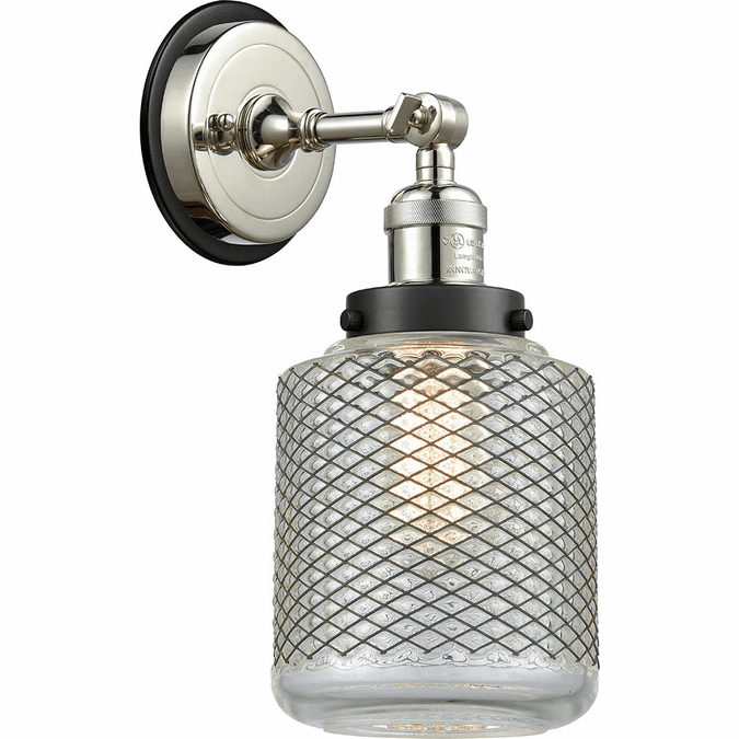 Innovations 203PN-BPBK-HRBK-G262 Franklin Restoration Stanton Polished Nickel Vintage Wire Mesh Stanton Wall Lamp