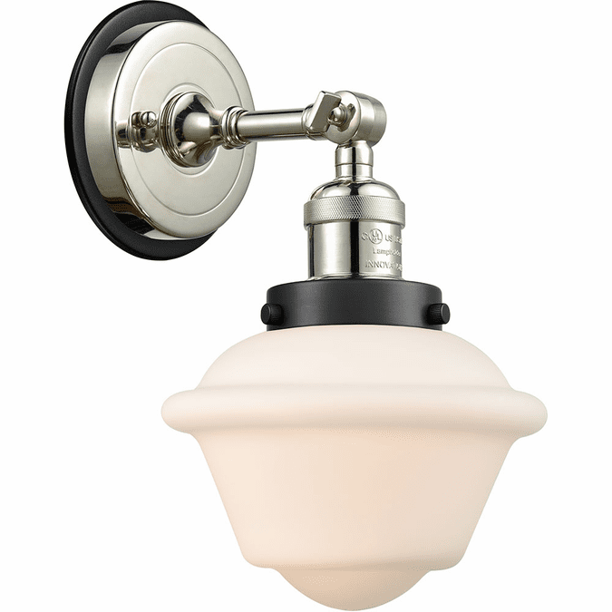 Innovations 203PN-BPBK-HRBK-G531 Franklin Restoration Oxford Polished Nickel Matte White Cased Small Oxford Wall Lighting