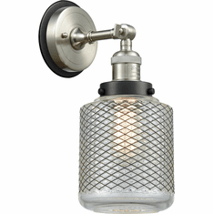 Innovations 203SN-BPBK-HRBK-G262 Franklin Restoration Stanton Brushed Satin Nickel Vintage Wire Mesh Stanton Wall Light Sconce