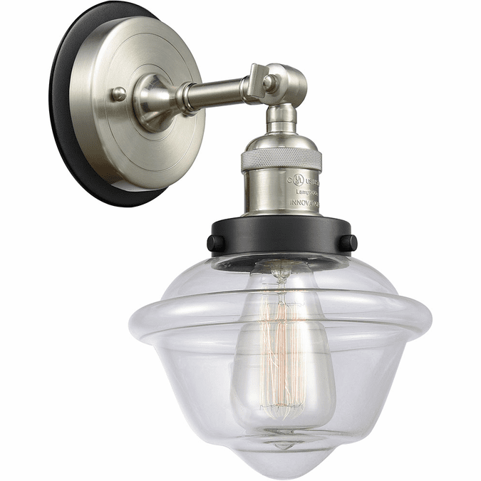 Innovations 203SN-BPBK-HRBK-G532 Franklin Restoration Oxford Brushed Satin Nickel Clear Small Oxford Wall Light Fixture