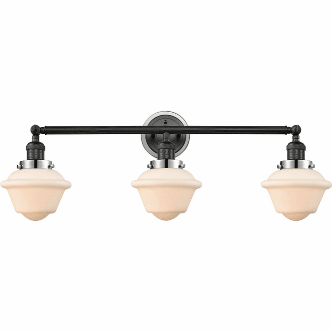 Innovations 205BK-BPPC-HRPC-G531 Franklin Restoration Oxford Matte Black Matte White Cased Small Oxford 3-Light Bath Wall Sconce