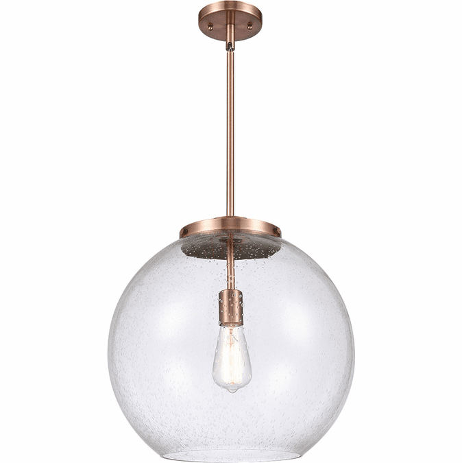 Innovations 221-1S-AC-G124-16 Ballston Athens Antique Copper Seedy Large Athens LED 16" Drop Ceiling Light Fixture