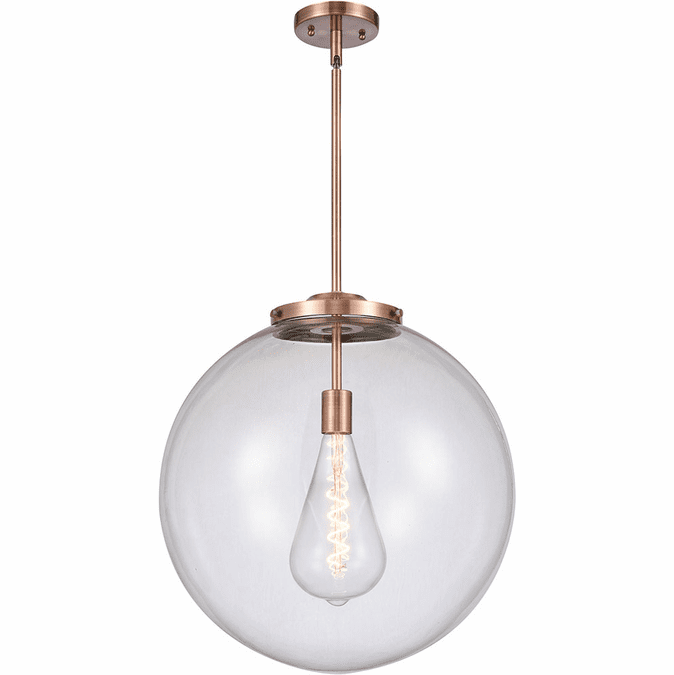 Innovations 221-1S-AC-G202-18 Franklin Restoration Beacon Antique Copper Clear Beacon LED 18" Ceiling Light Pendant
