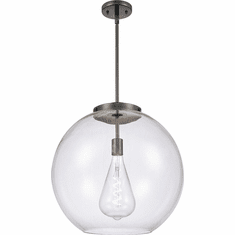 Innovations 221-1S-BK-G122-18 Ballston Athens Matte Black Clear Large Athens LED 18" Pendant Light