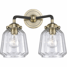 Innovations 284-2W-BAB-G142 Nouveau Chatham Contemporary Black Antique Brass 2-Light Bath Lighting