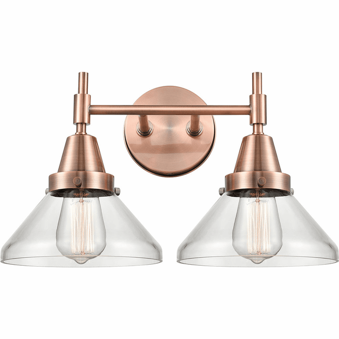 Innovations 447-2W-AC-G4472 Caden Antique Copper Clear Caden 2-Light Bathroom Sconce