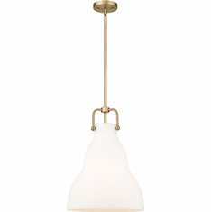 Innovations 494-1S-BB-G591-14 Haverhill Brushed Brass Matte White Cased Haverhill LED Hanging Pendant Lighting