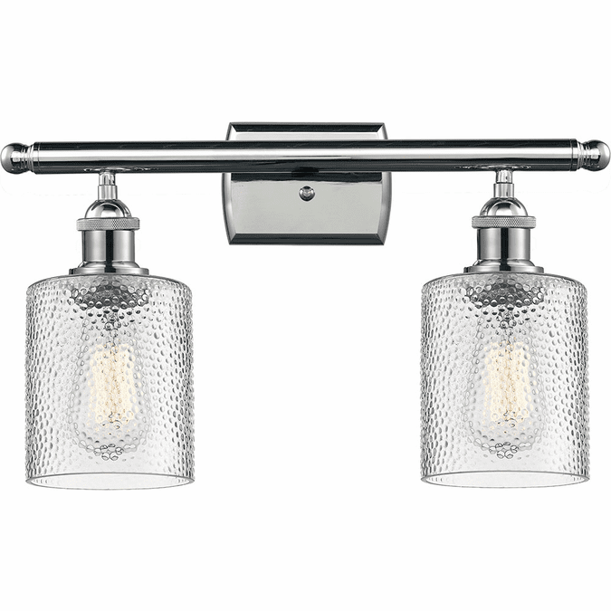 Innovations 516-2W-PC-G112 Ballston Cobbleskill Modern Polished Chrome 2-Light Bathroom Sconce