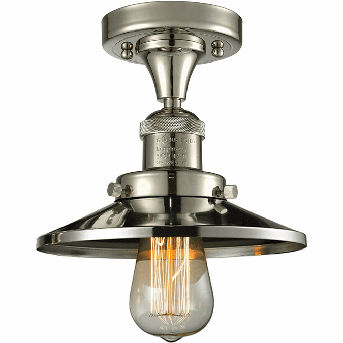 Innovations 517-1CH-PN-M1 Railroad Contemporary Polished Nickel Flush Mount Ceiling Light Fixture