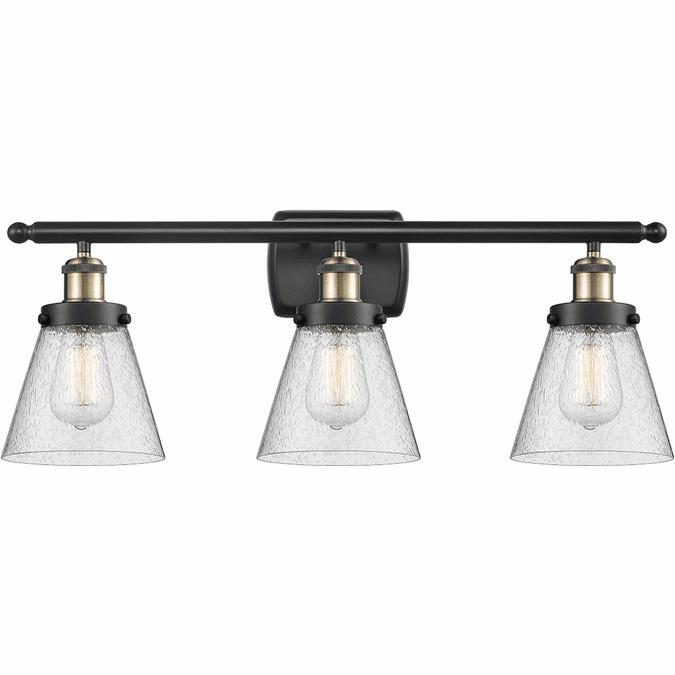 Innovations 916-3W-BAB-G64 Ballston Small Cone Contemporary Black Antique Brass 3-Light Bathroom Vanity Lighting