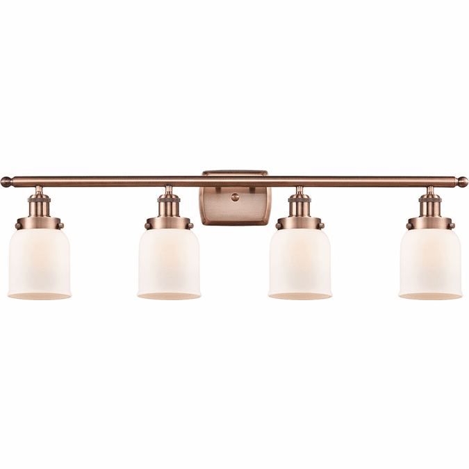 Innovations 916-4W-AC-G51-LED Ballston Small Bell Modern Antique Copper LED 4-Light Bathroom Light Fixture