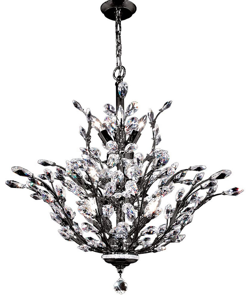 James Moder 94457SB22 Florale Satin Black Crystal Ceiling Pendant Light