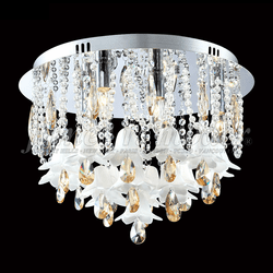 James Moder 96324S2SW Murano Crystal Aged Gold Flush Ceiling Light Fixture