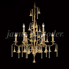 James Moder 96329AG22E Murano Crystal Aged Gold Chandelier Lighting