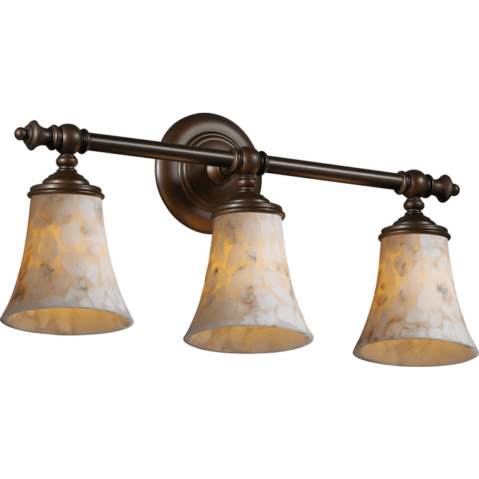 Justice Design ALR-8523-20 Alabaster Rocks! Traditional Round Flared 3-Light Bathroom Lighting Fixture