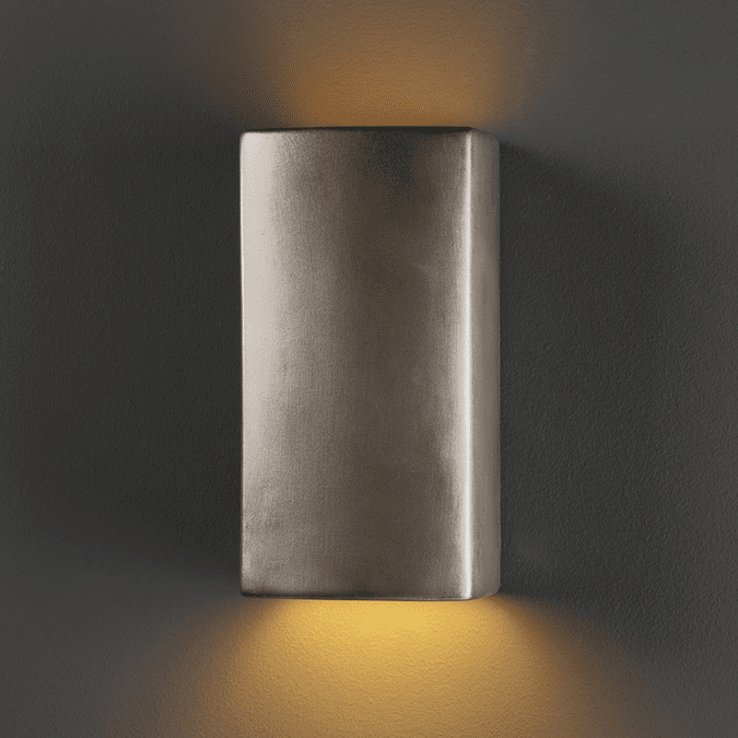 Justice Design CER-0915-ANTS Ambiance Small Rectangle Modern Antique Silver LED Ceramic Light Sconce