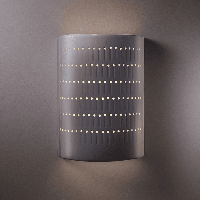 Justice Design CER-2295W Ambiance Large Cactus Cylinder Contemporary Ceramic LED Outdoor Wall Sconce Lighting