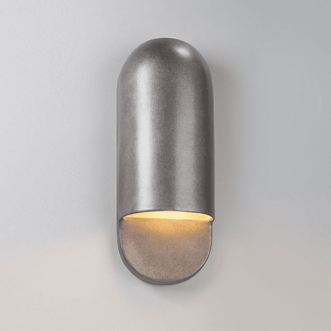 Justice Design CER-5620-ANTS Ambiance Small Capsule Contemporary Antique Silver LED Ceramic Wall Light Sconce