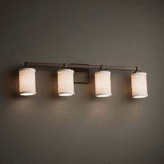 Justice Design FAB-8434 Regency Textile 4-Light Bathroom Vanity Light Fixture