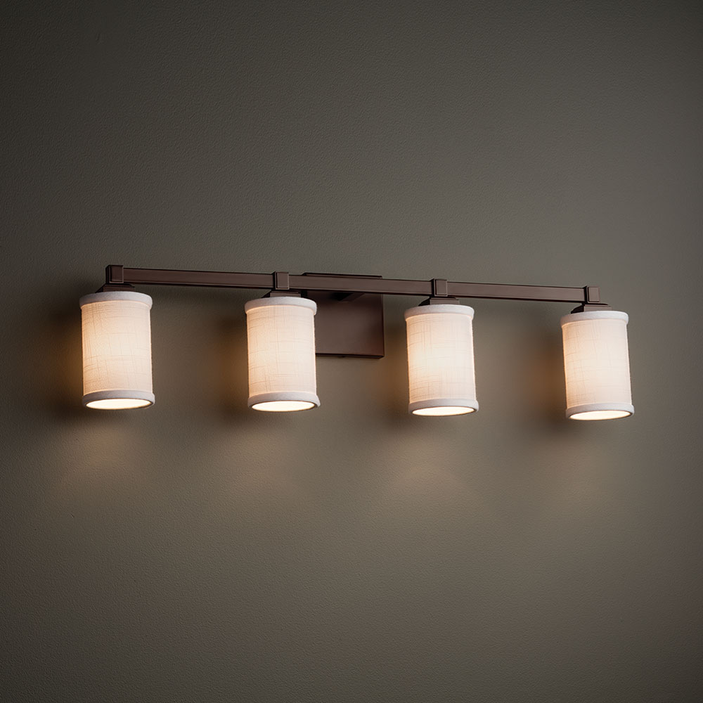 Justice Design FAB-8434 Regency Textile 4-Light Bathroom Vanity Light ...